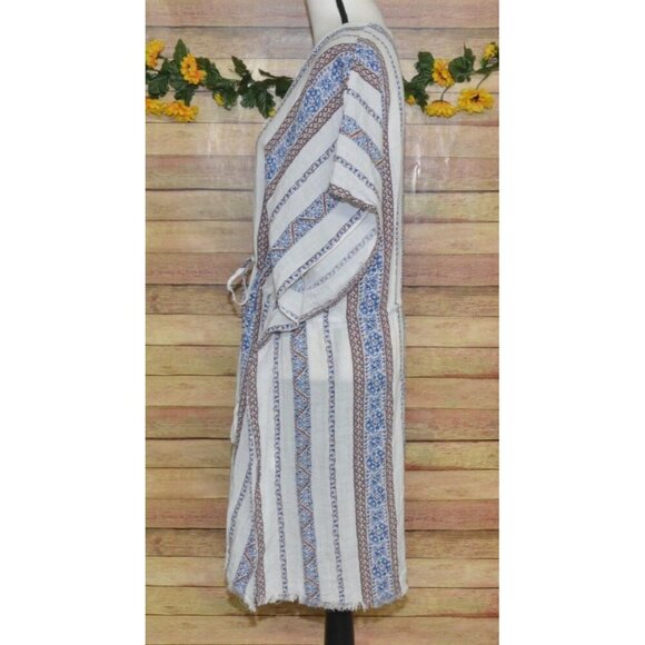 Easel Size M Kimono Top Coverup Open Front Cardigan Geo Print Boho Tassels - Picture 7 of 13